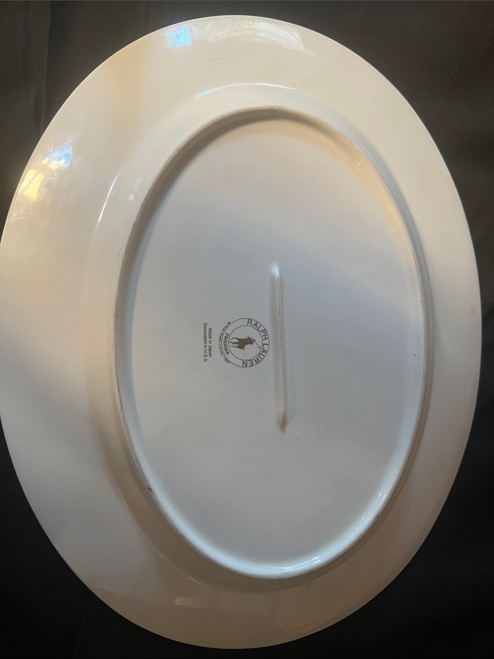 Ralph Lauren Oval Serving Platter with Tortoiseshell Brown Rim - Picture 3 of 3